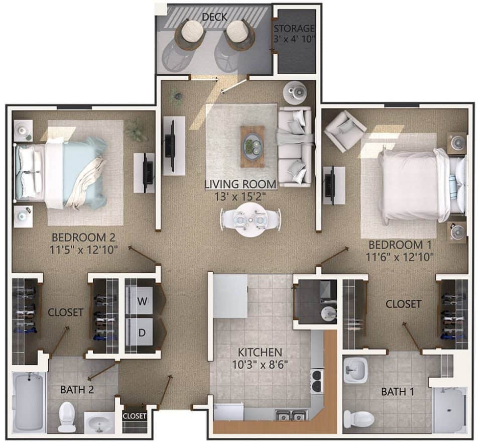 2 Bedroom Deluxe Floor Plan Asbury Village Independent Living Community