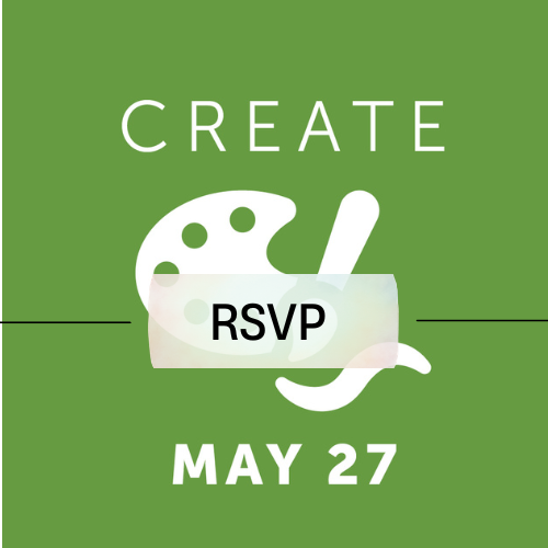 Green pop up with Create and RSVP labeled for May 27 event